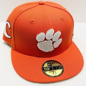 New Era Clemson Tigers C Logo 59FIFTY Fitted Hat Cap 7 1/2 Orange‎ NCAA College